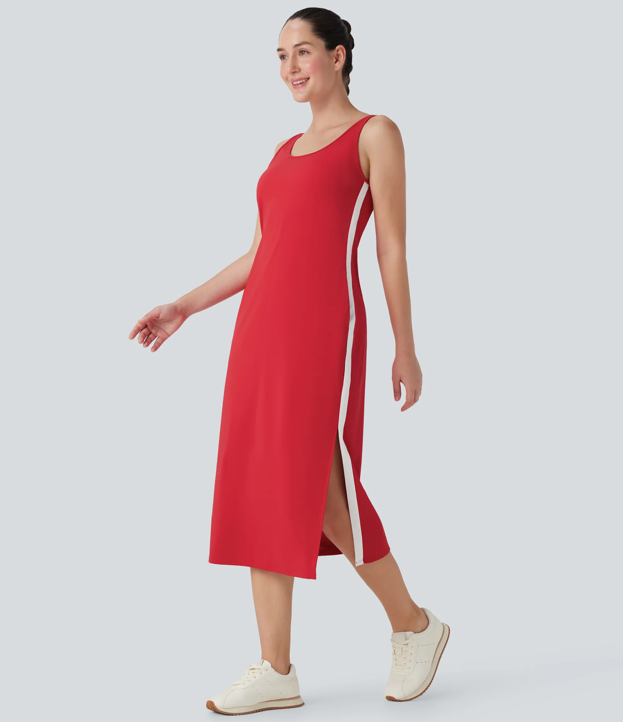 Active Dresses|Dresses<HALARA SoftlyZero™ Airy Color Block Hem Cool Touch Workout Active Tank Dress with Pockets-UPF50+