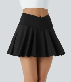 Mini Skirts|Active Skirts<HALARA SoftlyZero™ Airy Comfy High Waisted Crossover 2-in-1 Pocket Flare Cool Touch Tennis Skirt-UPF50+