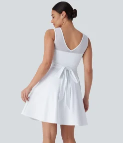 Mini Dresses|Dresses<HALARA SoftlyZero™ Airy Contrast Mesh Tie Pocket Cool Touch Dress-UPF50+