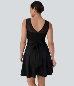 Mini Dresses|Dresses<HALARA SoftlyZero™ Airy Contrast Mesh Tie Pocket Cool Touch Dress-UPF50+