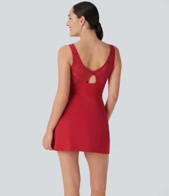 Mini Dresses|Active Dresses<HALARA SoftlyZero™ Airy Contrast Lace 2-in-1 Cool Touch Tennis Active Dress with Pocket-UPF50+