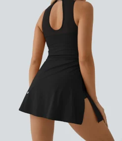 Mini Dresses|Active Dresses<HALARA SoftlyZero™ Airy Contrast Mesh Buckle 2-in-1 Pocket Cool Touch Dance Active Dress-Easy Peezy Edition