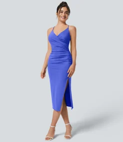 Bodycon Dresses|Maxi & Midi Dresses<HALARA SoftlyZero™ Airy Crossover Ruched Lace Up Bodycon Cool Touch Dress-UPF50+