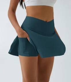 Mini Skirts|Active Skirts<HALARA SoftlyZero™ Airy Crossover Pocket 2-in-1 Cool Touch Tennis Skirt-Lucid-Longer Length-UPF50+
