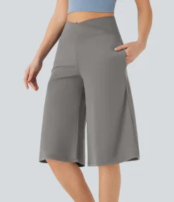 High-Waisted Pants|Wide-Leg Pants<HALARA SoftlyZero™ Airy Crossover High Waisted Wide Leg Cool Touch Yoga Pedal Pusher Pants with Pockets