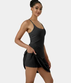 Mini Dresses|Active Dresses<HALARA SoftlyZero™ Airy Cut Out 2-in-1 Pocket Cool Touch Longer Active Dress-UPF50+