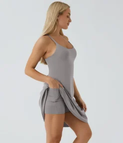 Mini Dresses|Active Dresses<HALARA SoftlyZero™ Airy Cut Out 2-in-1 Pocket Cool Touch Longer Active Dress-UPF50+