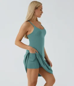 Mini Dresses|Active Dresses<HALARA SoftlyZero™ Airy Cut Out 2-in-1 Pocket Cool Touch Longer Active Dress-UPF50+