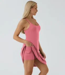 Mini Dresses|Active Dresses<HALARA SoftlyZero™ Airy Cut Out 2-in-1 Pocket Cool Touch Longer Active Dress-UPF50+