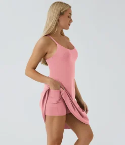 Mini Dresses|Active Dresses<HALARA SoftlyZero™ Airy Cut Out 2-in-1 Pocket Cool Touch Longer Active Dress-UPF50+