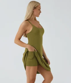 Mini Dresses|Active Dresses<HALARA SoftlyZero™ Airy Cut Out 2-in-1 Pocket Cool Touch Longer Active Dress-UPF50+