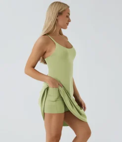 Mini Dresses|Active Dresses<HALARA SoftlyZero™ Airy Cut Out 2-in-1 Pocket Cool Touch Longer Active Dress-UPF50+
