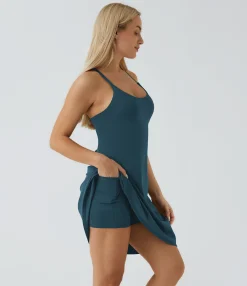 Mini Dresses|Active Dresses<HALARA SoftlyZero™ Airy Cut Out 2-in-1 Pocket Cool Touch Longer Active Dress-UPF50+