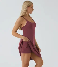 Mini Dresses|Active Dresses<HALARA SoftlyZero™ Airy Cut Out 2-in-1 Pocket Cool Touch Longer Active Dress-UPF50+