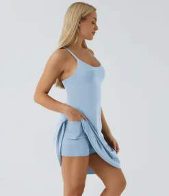 Mini Dresses|Active Dresses<HALARA SoftlyZero™ Airy Cut Out 2-in-1 Pocket Cool Touch Longer Active Dress-UPF50+