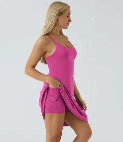 Mini Dresses|Active Dresses<HALARA SoftlyZero™ Airy Cut Out 2-in-1 Pocket Cool Touch Longer Active Dress-UPF50+