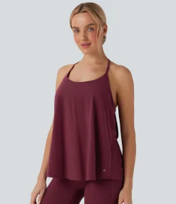 Sports Tops|Sports Tops<HALARA SoftlyZero™ Airy Halter Draped Cool Touch Yoga Sports Top-D/DD/DDD/F Cups-UPF50+
