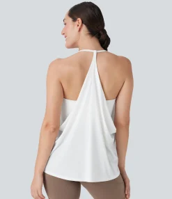 Sports Tops|Sports Tops<HALARA SoftlyZero™ Airy Halter Draped Cool Touch Yoga Sports Top-D/DD/DDD/F Cups-UPF50+