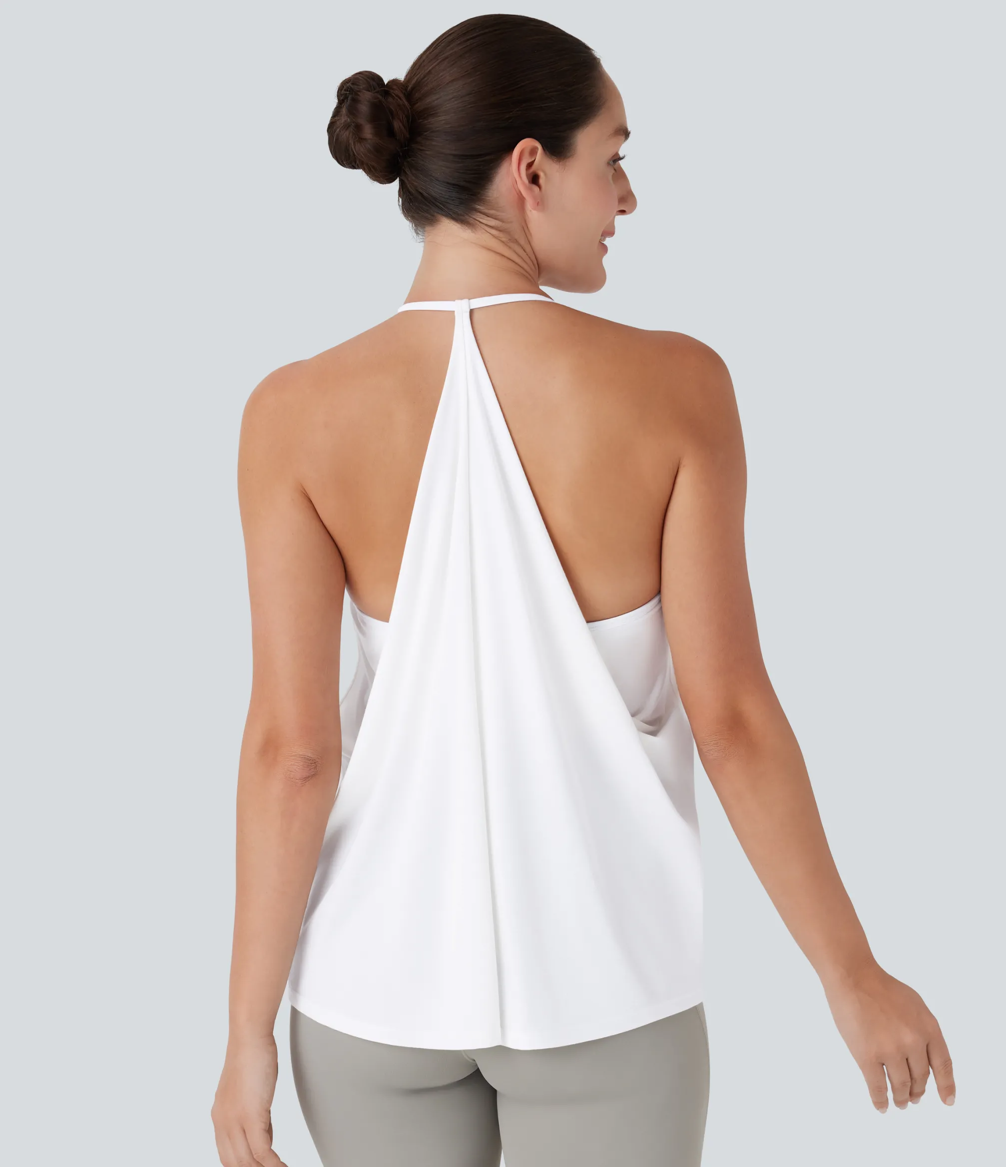 Yoga Tops|Sports Tops<HALARA SoftlyZero™ Airy Halter Draped Cool Touch Yoga Sports Top-UPF50+