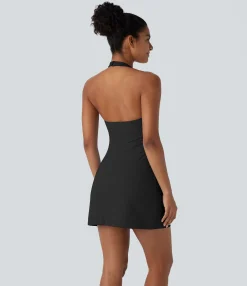Dresses|Mini Dresses<HALARA SoftlyZero™ Airy Halter 2-in-1 Pocket Cool Touch Mini Yoga Active Dress-UPF50+