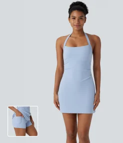 Dresses|Mini Dresses<HALARA SoftlyZero™ Airy Halter 2-in-1 Pocket Cool Touch Mini Yoga Active Dress-UPF50+