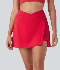 Mini Skirts|Active Skirts<HALARA SoftlyZero™ Airy High Waisted Crossover 2-in-1 Pocket Contrast Lace Cool Touch Mini Tennis Skirt-UPF50+