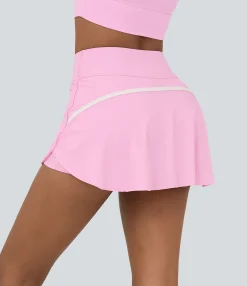 Mini Skirts|Active Skirts<HALARA SoftlyZero™ Airy High Waisted Contrast Trim 2-in-1 Pocket Curved Hem Mini Cool Touch Tennis Skirt-UPF50+