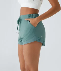 Active Shorts|Shorts<HALARA SoftlyZero™ Airy High Waisted Drawstring Pocket 2-in-1 Contrast Mesh Cool Touch Workout Shorts-UPF50+