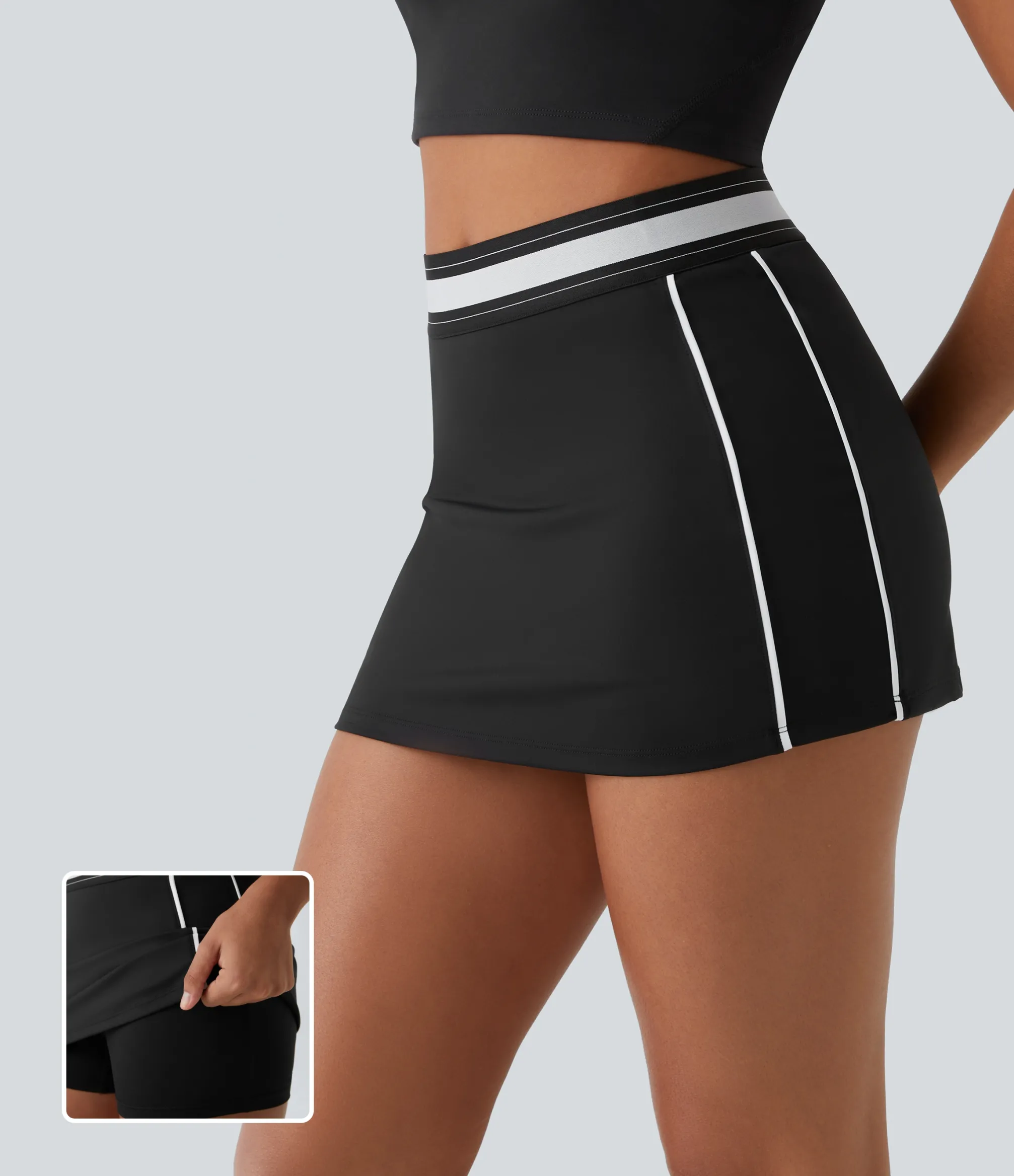 Active Skirts|Skirts<HALARA SoftlyZero™ Airy High Waisted 2-in-1 Bodycon Color Block Micro Mini Cool Touch Tennis Skirt-UPF50+