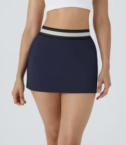 Active Skirts|Skirts<HALARA SoftlyZero™ Airy High Waisted 2-in-1 Bodycon Color Block Micro Mini Cool Touch Tennis Skirt-UPF50+