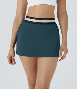 Active Skirts|Skirts<HALARA SoftlyZero™ Airy High Waisted 2-in-1 Bodycon Color Block Micro Mini Cool Touch Tennis Skirt-UPF50+