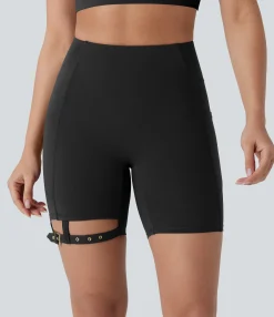 Active Shorts|Bikers<HALARA SoftlyZero™ Airy High Waisted Pocket Adjustable Buckle Cool Touch Dance Biker Shorts 7''