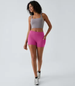 Active Shorts|Bikers<HALARA SoftlyZero™ Airy High Waisted Pocket Plain Cool Touch Yoga Shorts 3.5"-UPF50+