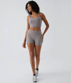 Active Shorts|Bikers<HALARA SoftlyZero™ Airy High Waisted Pocket Plain Cool Touch Yoga Shorts 3.5"-UPF50+