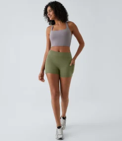 Active Shorts|Bikers<HALARA SoftlyZero™ Airy High Waisted Pocket Plain Cool Touch Yoga Shorts 3.5"-UPF50+