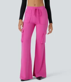 Pants|Cargo Pants<HALARA SoftlyZero™ Airy High Waisted Drawstring Pockets Cool Touch Casual Flare Cargo Pants-UPF50+ Fuchsia Fedora