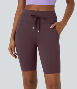 Active Shorts|Shorts<HALARA SoftlyZero™ Airy High Waisted Drawstring Pocket Plain Cool Touch Shorts 9''-UPF50+