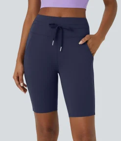 Active Shorts|Shorts<HALARA SoftlyZero™ Airy High Waisted Drawstring Pocket Plain Cool Touch Shorts 9''-UPF50+