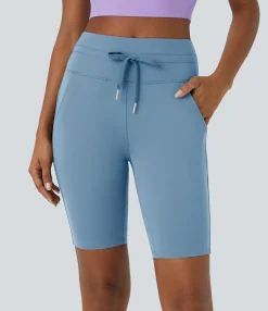 Active Shorts|Shorts<HALARA SoftlyZero™ Airy High Waisted Drawstring Pocket Plain Cool Touch Shorts 9''-UPF50+
