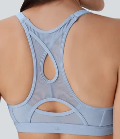 Yoga Tops|Sports Bras<HALARA SoftlyZero™ Airy Low Support Racerback Contrast Mesh Cool Touch Yoga Sports Bra-UPF50+