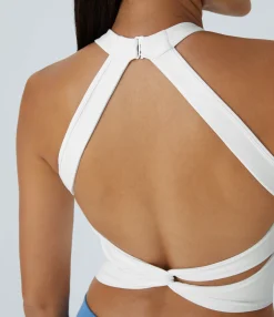 Yoga Tops|Sports Bras<HALARA SoftlyZero™ Airy Low Support Halter Neck Contrast Mesh Cool Touch Sports Bra-UPF50+