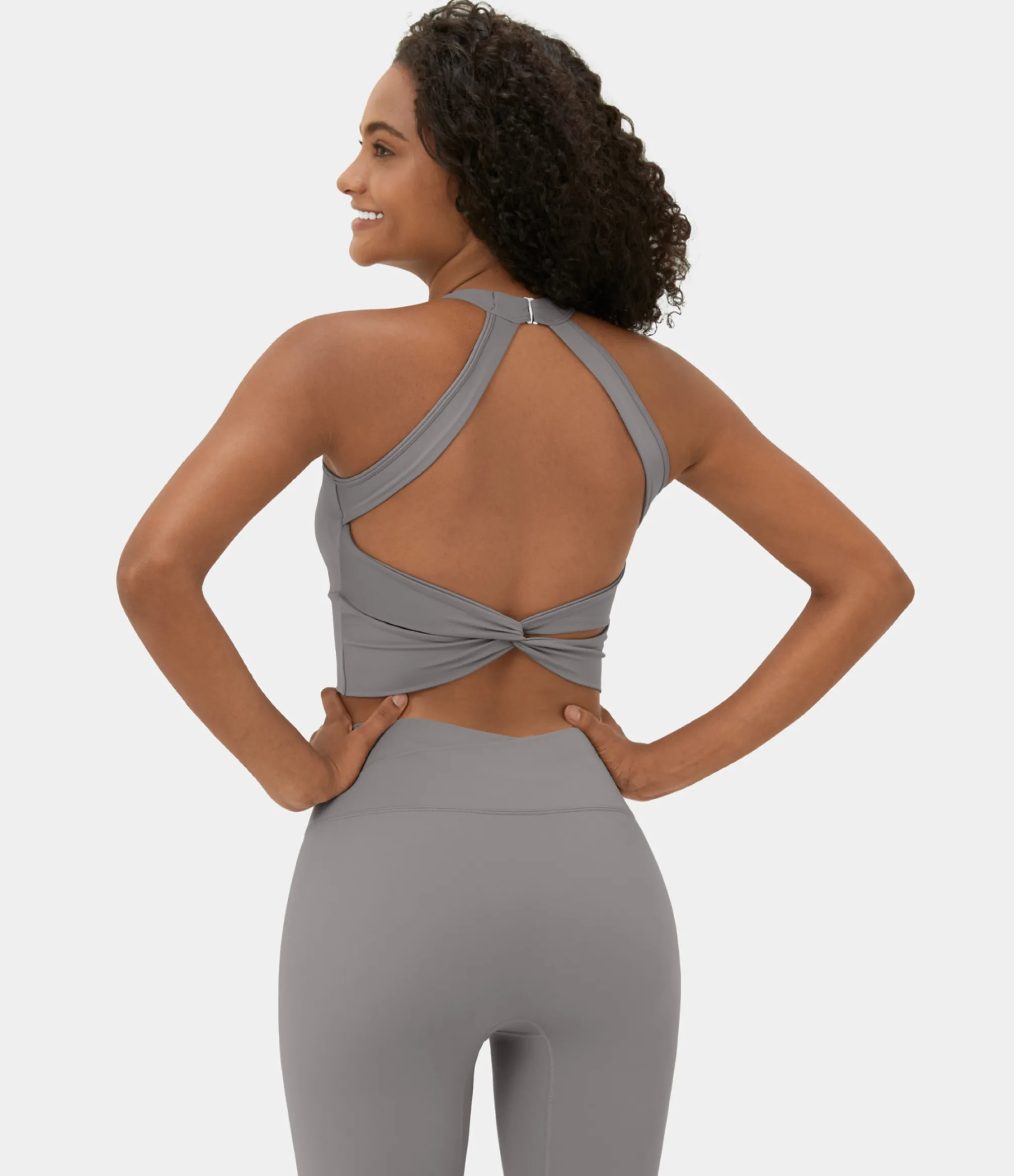 Yoga Tops|Sports Bras<HALARA SoftlyZero™ Airy Low Support Halter Neck Contrast Mesh Cool Touch Sports Bra-UPF50+