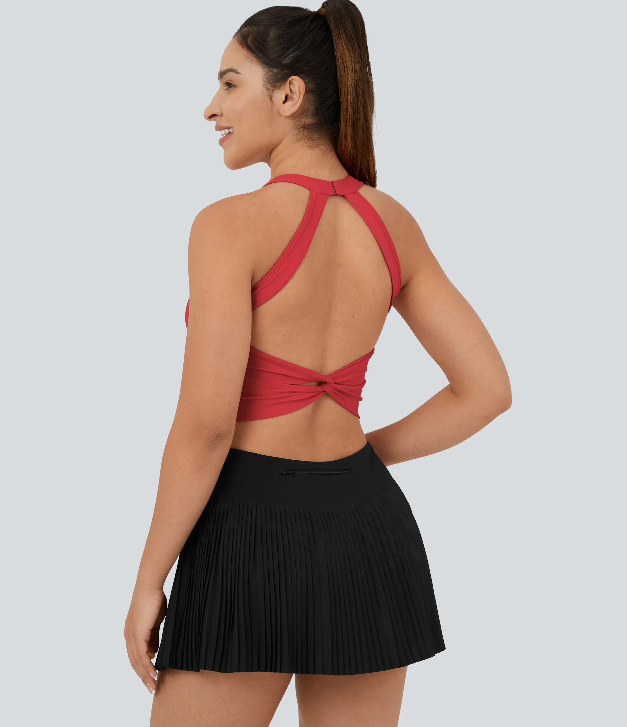 Yoga Tops|Sports Bras<HALARA SoftlyZero™ Airy Low Support Halter Neck Contrast Mesh Cool Touch Sports Bra-UPF50+