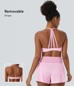 Casual Tops|Sports Bras<HALARA SoftlyZero™ Airy Low Support Deep V Neck Removable Strap Cool Touch Casual Sports Bra-UPF50+
