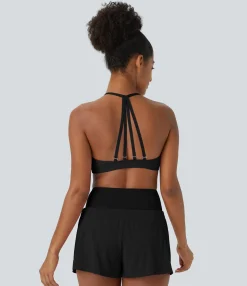 Casual Tops|Sports Bras<HALARA SoftlyZero™ Airy Low Support Deep V Neck Removable Strap Cool Touch Casual Sports Bra-UPF50+