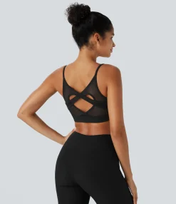 Yoga Tops|Sports Bras<HALARA SoftlyZero™ Airy Low Support Contrast Mesh Cool Touch Yoga Sports Bra-UPF50+