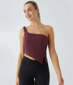Yoga Tops|Tank Tops & Camis<HALARA SoftlyZero™ Airy One Shoulder Adjustable Buckle Cool Touch Yoga Tank Top-UPF50+