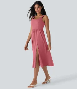 Maxi & Midi Dresses|Dresses<HALARA SoftlyZero™ Airy Padded Cool Touch Midi Casual Dress with Pockets-D/DD/DDD/F Cups