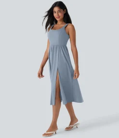 Maxi & Midi Dresses|Dresses<HALARA SoftlyZero™ Airy Padded Cool Touch Midi Casual Dress with Pockets-D/DD/DDD/F Cups