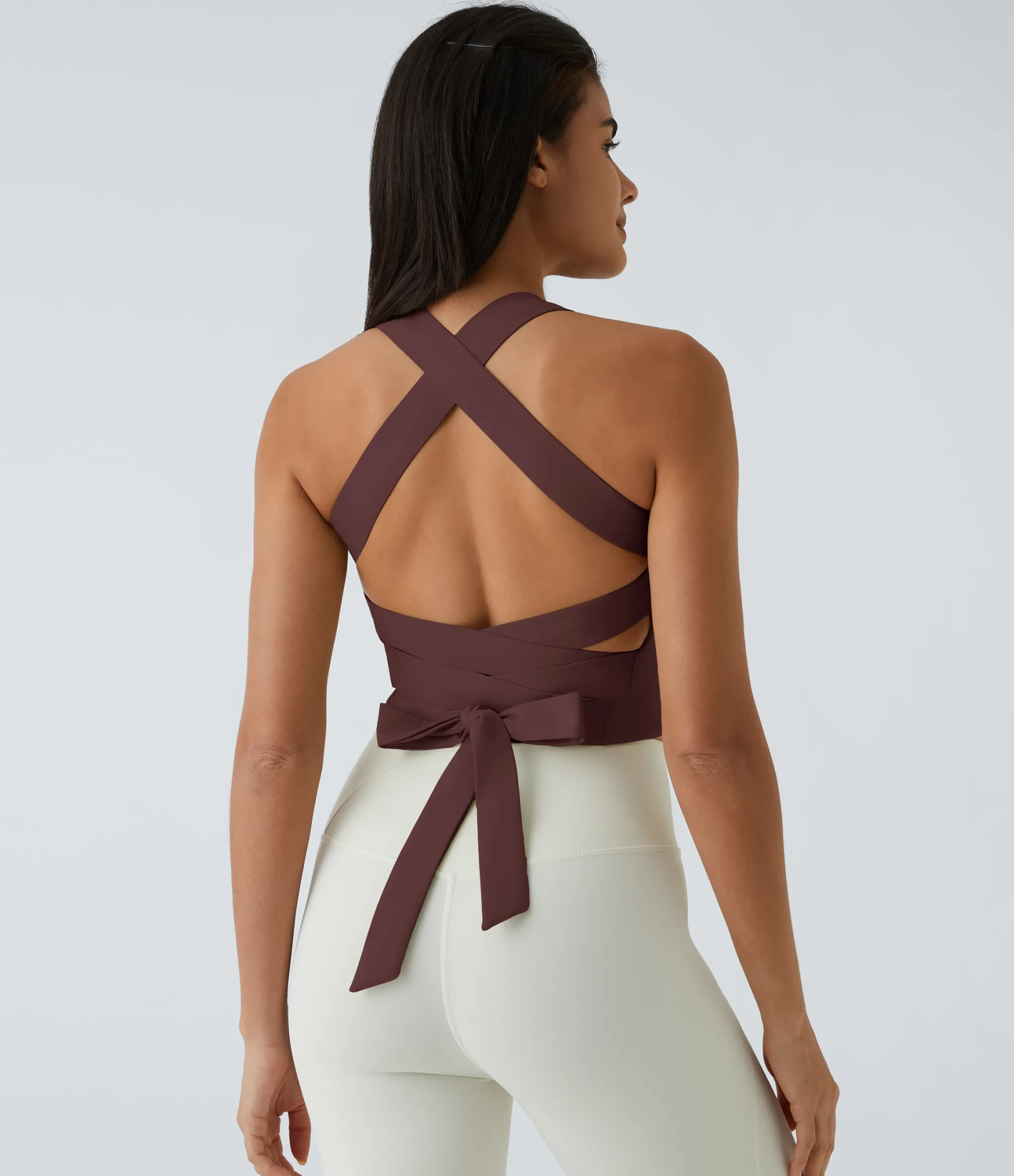 Casual Tops|Yoga Tops<HALARA SoftlyZero™ Airy Padded Tie Back Cool Touch Workout Cropped Tank Top